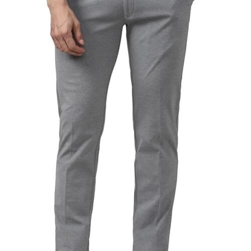 Peter England Men's Slim Fit Mid Rise Formal Stretchable Knit Super Trouser | Comfort Lycra | 360-Degree Stretch