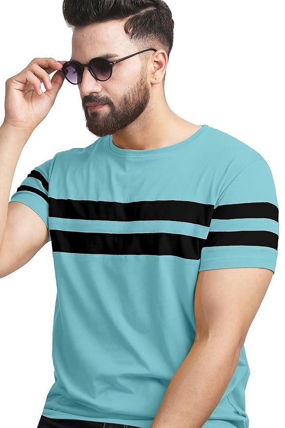 AUSK T-Shirt for Mens Double Stripes on Chest