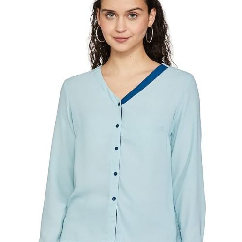 Amazon Brand - Symbol Women's Solid Crepe V-Neck Full Sleeve Regular Fit Top