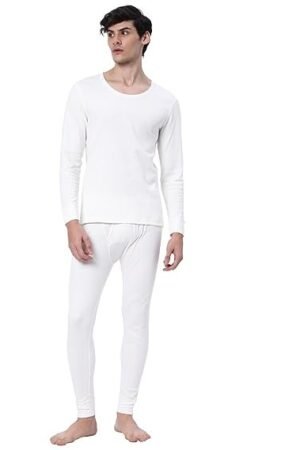 Cotstyle Offwhite Cotton Men Winter Thermal Top & Bottom Set