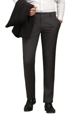 Men's Regular Fit Mid Rise Premium Fabric Pleated Formal Trouser