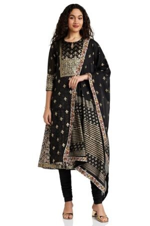 Women Art Silk Double Layered Kurta Churidar Suit Set