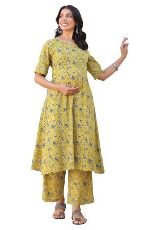 Janasya Women's Cotton Kurta Pant Set